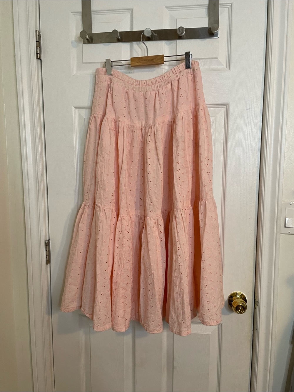 *Free With Purchase* Light Pink Eyelet Tiered Maxi/Midi Skirt Size M